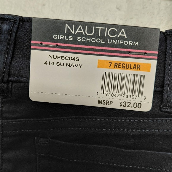 Nautica Navy Blue Girls School Uniform Shorts Size 7 Bermuda Skinny Adjustable - Picture 9 of 13